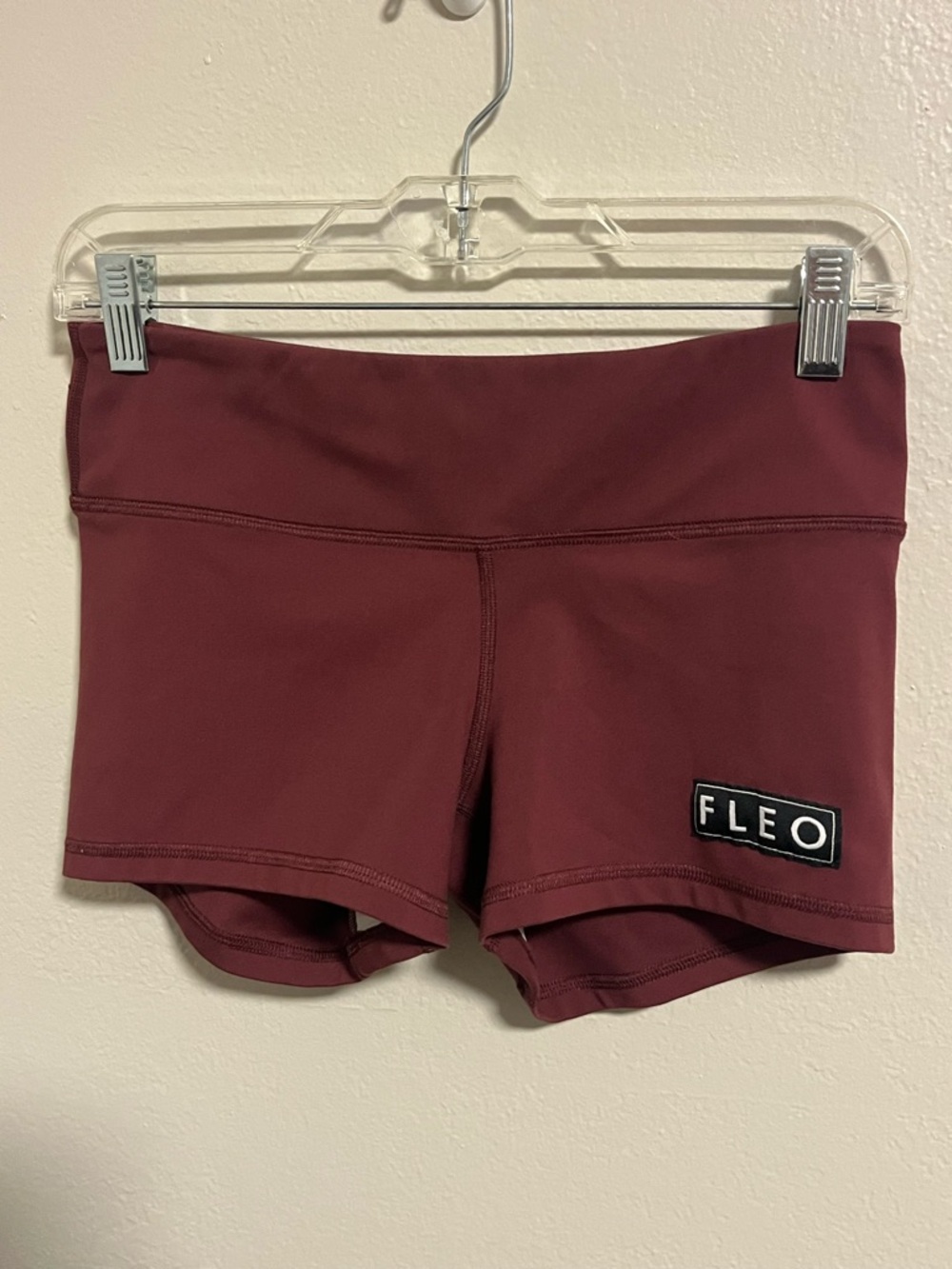 FLEO Women's Maroon High-Waist Performance Shorts-Medium